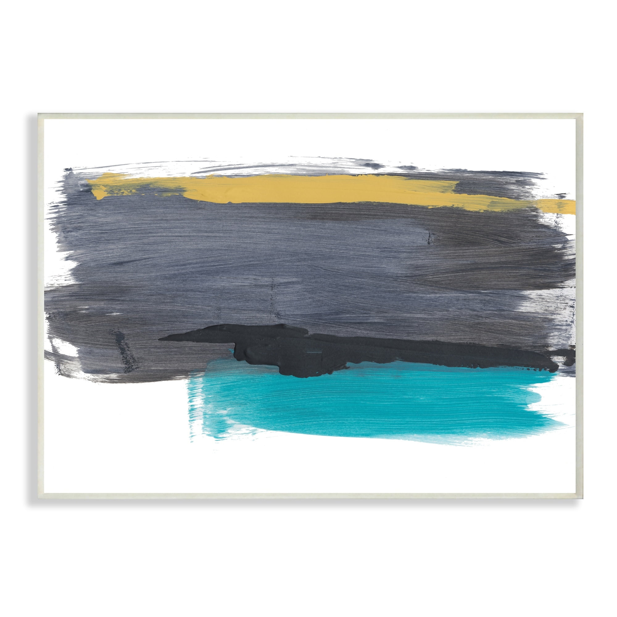Stupell Industries Abstract Brush Strokes Yellow Blue Grey,13 x 19,Designed by Bronwyn Baker