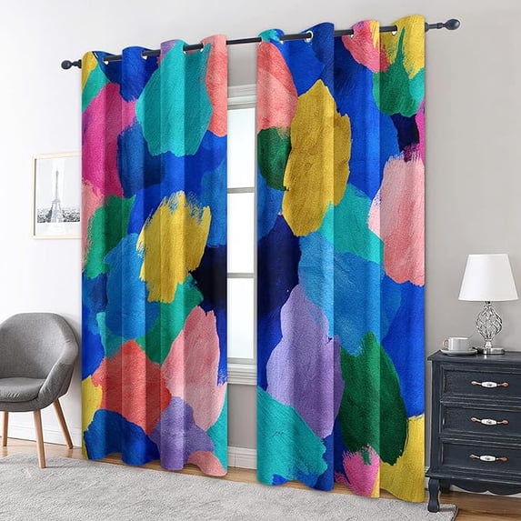 Abstract Brushstroke Blackout Curtains for Bedroom Decor, Modern Art ...