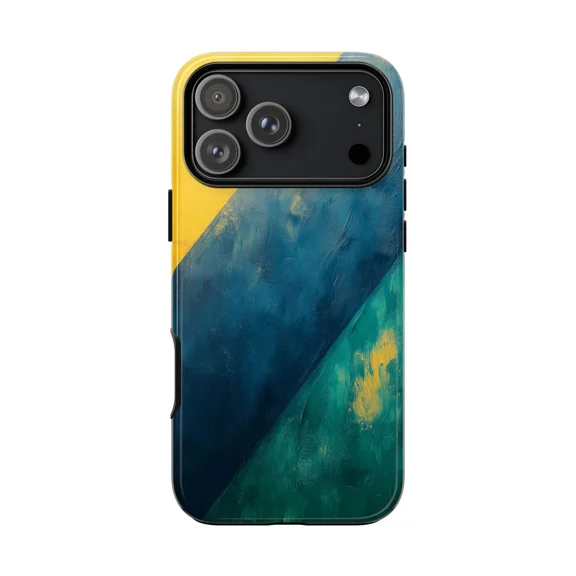 Abstract Brushstroke Yellow Blue Green Art Case for iPhone 17 to 11 Pro Max