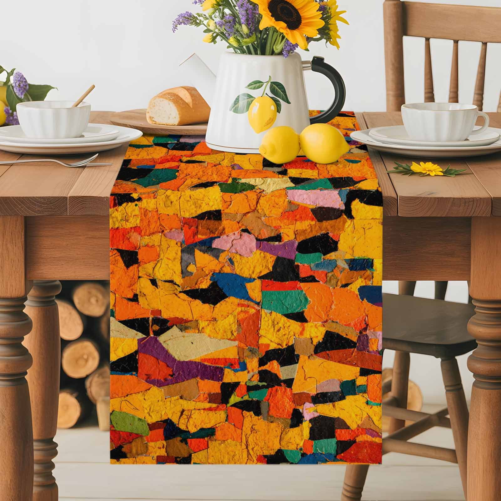 Abstract Brushstrokes Table Runner 13x36 Inch Modern Colorful Color ...