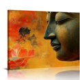 thumbnail image 1 of Abstract Buddha with Red Flower Single Unframed Canvas Print 16x20 Inches - Living Room Bedroom Wall Art Decor - Modern Print (No Frame), 1 of 6
