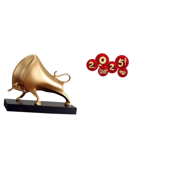 Abstract Bull Sculpture Cattle Statue Ox Figurine Resin Material for Home Decor Tabletop Desk Living Room Bedroom