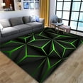 thumbnail image 1 of Abstract Bump Optical Illusion Area Rug, Green Gold Geometric Pattern Non Slip Stain Resistant Print Rugs, Soft Machine Washable Carpet For Indoor Bedroom Living Room Decor Rug 5x7ft, 1 of 6
