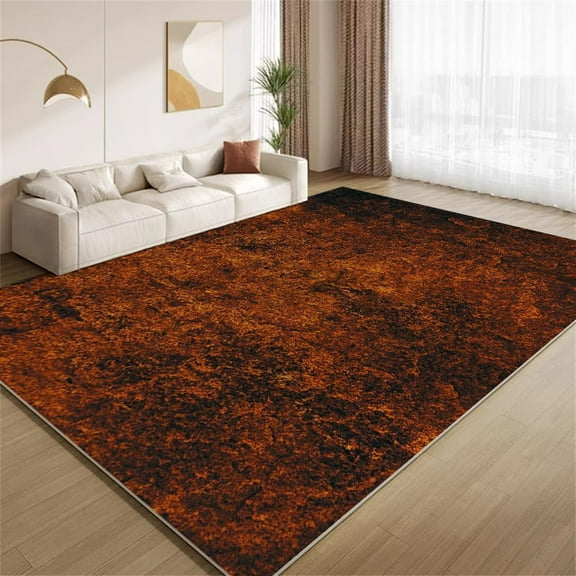 Abstract Burnt Orange Gradient Area Rugs 5x8ft Rug Retro Orange Black Lava Rugs Soft Washable Non Slip Floor Carpet for Living Room Bedroom Office