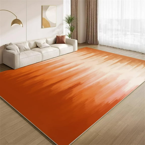 Abstract Burnt Orange Rug 2x3ft Small Small Area Rugs Ombre Wavy Stripes Rugs Ultra Soft Washable Non Slip Carpet for Bedroom Living Room Study Office Home Decor Mats