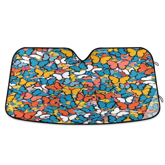 Abstract Butterflies Car Windshield Sun Shade Foldable Car Front Window Visor Heat and UV Protection 53x23.5