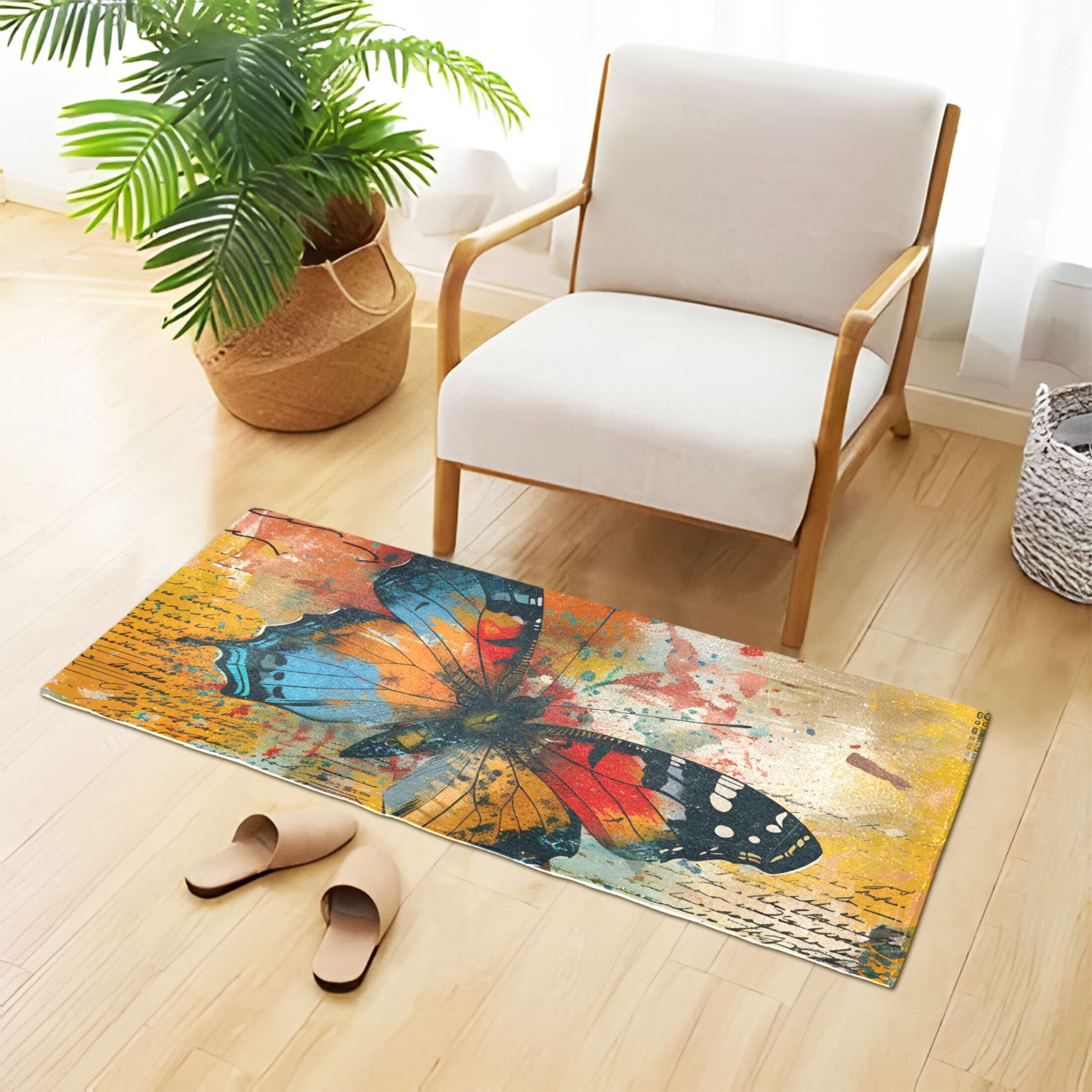 Abstract Butterfly Paper Bathroom Rug Non Slip Bathroom Mats Entry Door ...