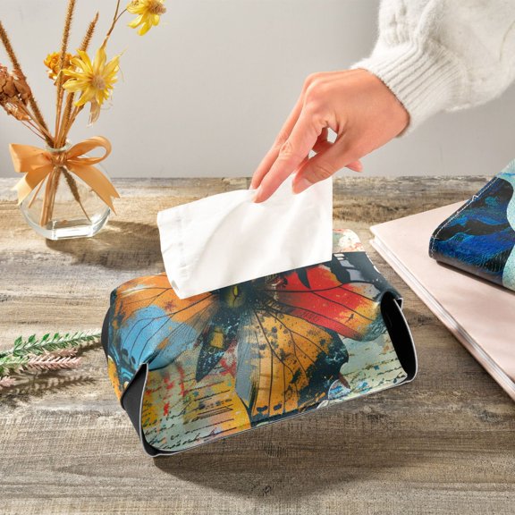 Abstract Butterfly Paper Napkin Dispenser Leather Paper Napkins Holders Elegant Modern Fancy for Kitchen Dining Room Table Decor