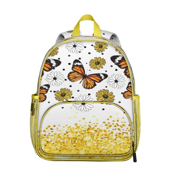 Abstract Butterfly Pattern Student Backpack – Colorful Wings Design with Watercolor Flowers, Aesthetic Fantasy Garden Theme