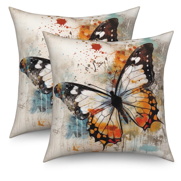 Abstract Butterfly Pillow Covers 18x18 Set of 2 Square Double-Sided Pillow Covers Decor