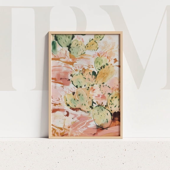 Abstract Cactus Print, Southwestern Boho Wall Art Home Decor #570, Unframed Canvas Size 24x36