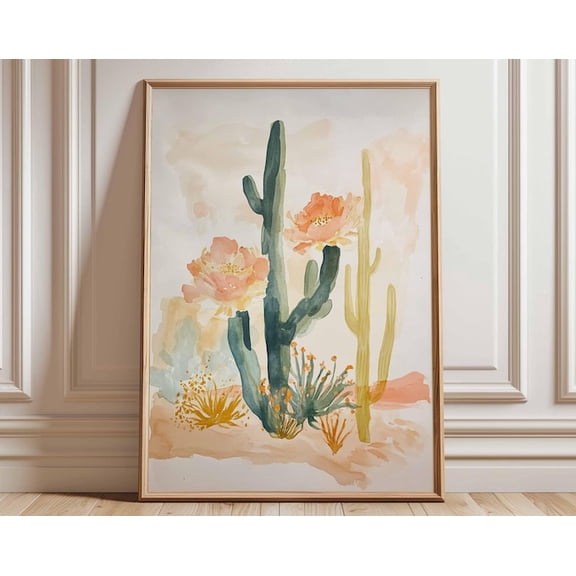 Abstract Cactus Southwest Botanical Wall Art Print, Unframed Paper Poster 24x36in