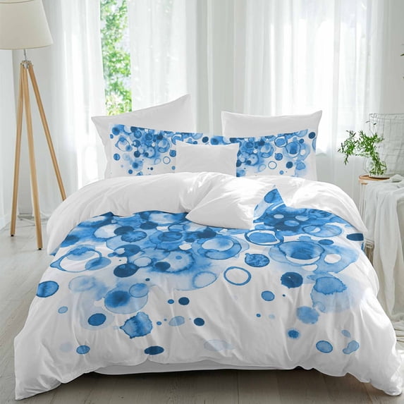 Abstract California King Duvet Cover Set, Blue Gradient Watercolors Ink ...