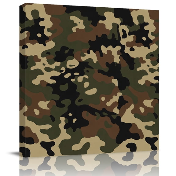 Abstract Camouflages Texture Canvas Artwork Painting Art, Retro Camo Pattern Square Framed Wall Decorations Prints Picture for Bedroom Kitchen Living Room, 8x8 in