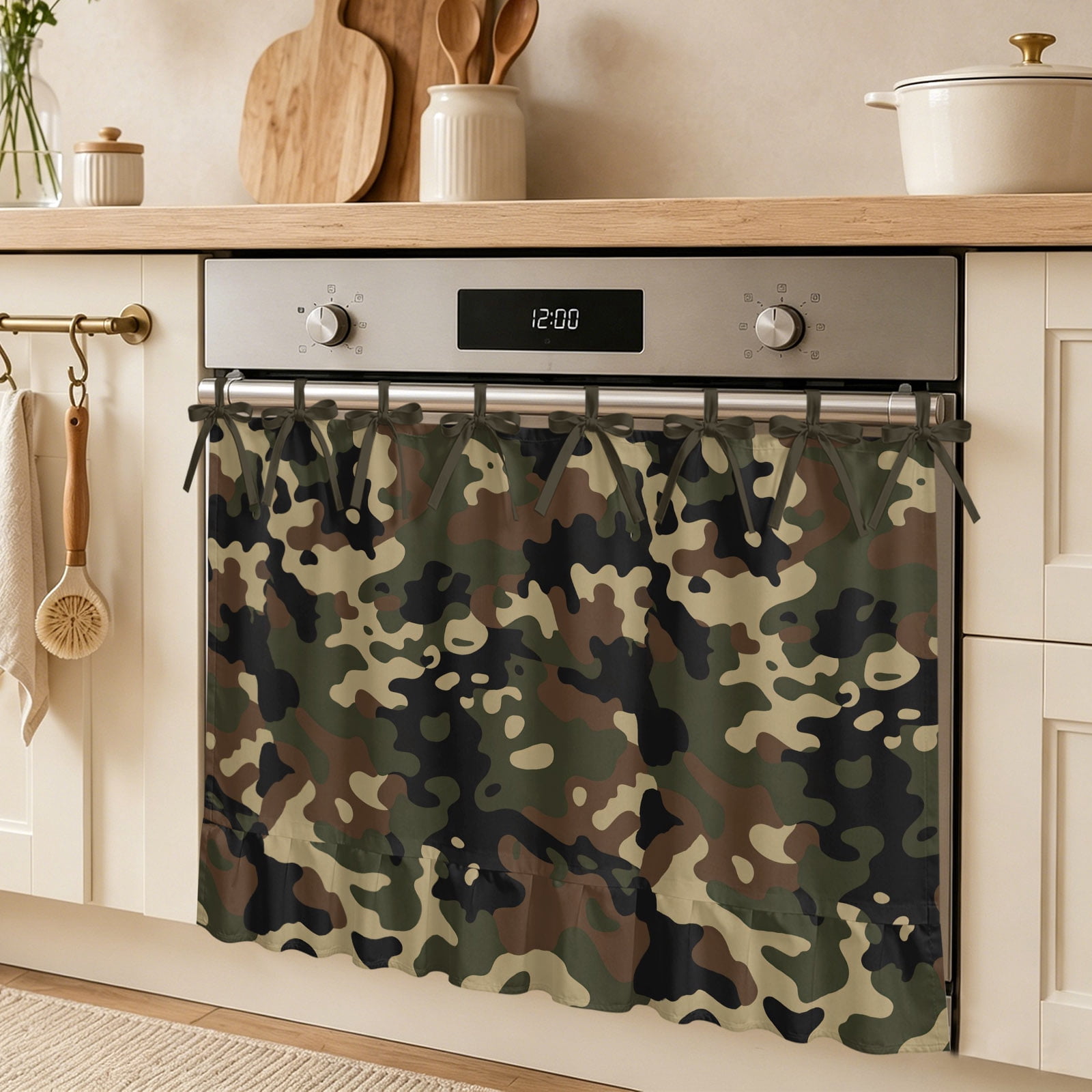 Abstract Camouflages Texture Oven Skirt Curtain Farmhouse Kitchen Decor ...