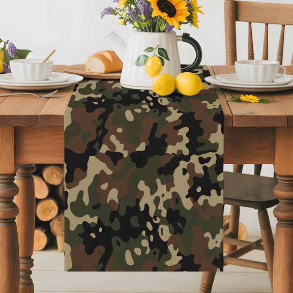 Abstract Camouflages Texture Table Runner 36 Inches Long, Retro Camo Pattern Table Runners Tabletop Scarf Kitchen Dining Tables Decoration for Home Party Indoor Outdoor