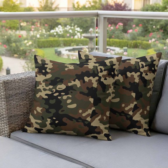 Abstract Camouflages Texture Waterproof Throw Pillow Covers Set of 2 Retro Camo Pattern Outdoor Cushion Cover Pillow Protector Decorative Pillowcases for Bed Sofa Couch