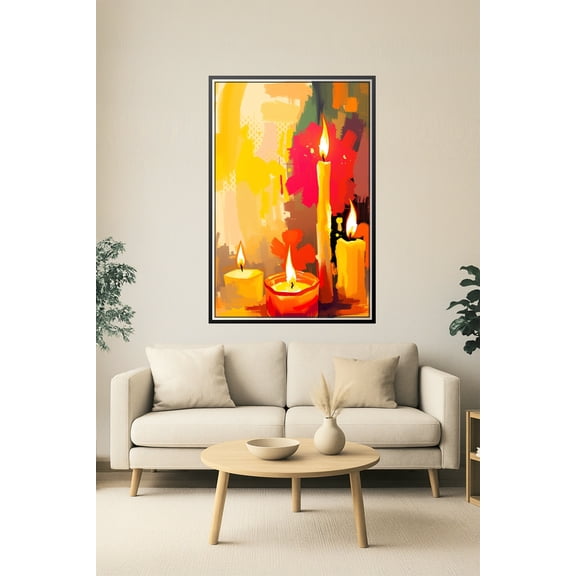 Abstract Candle Glow – Warm Flame Expressionism Poster 【Rolled Canvas】