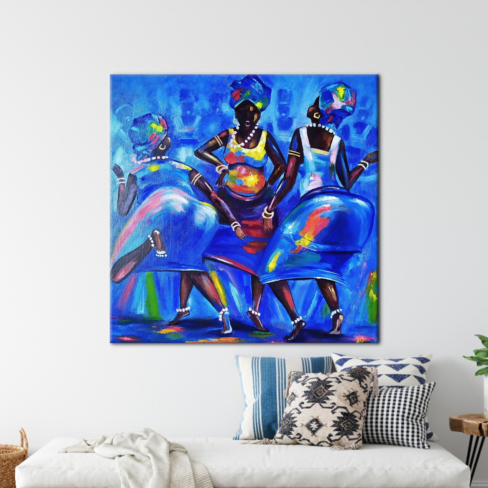 Abstract Canvas Art, Modern Canvas, African Canvas Art, Three Black