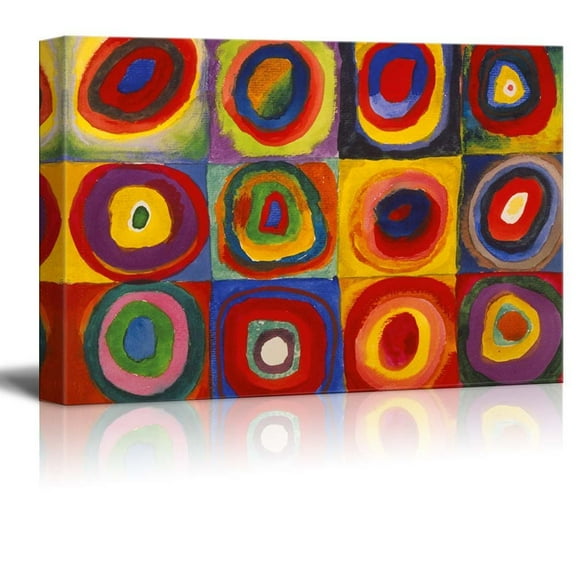 Abstract Canvas Art Squares with Concentric Circles Squares with Concentric Circles by Wassily Kandinsky Giclee Canvas Prints Wrapped Gallery Wall Art | Stretched and Framed Ready to Hang - 24"