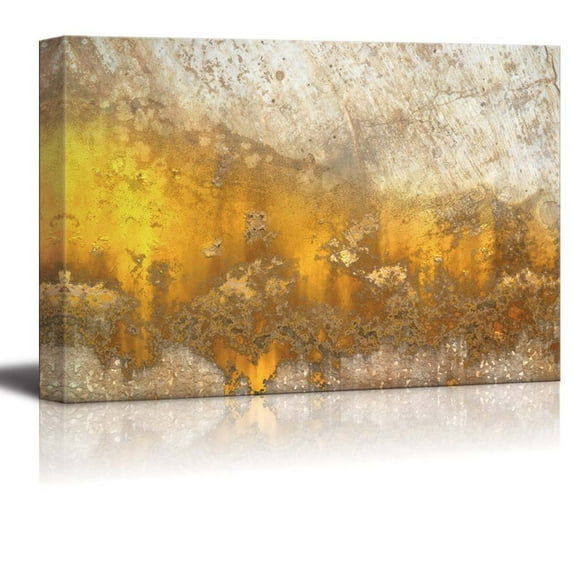 Abstract Canvas Art - Yellow Rusty Iron Slate - Giclee Print Modern Wall Art | Stretched Gallery Wrap Ready to Hang Home Decoration - 24x36 inches