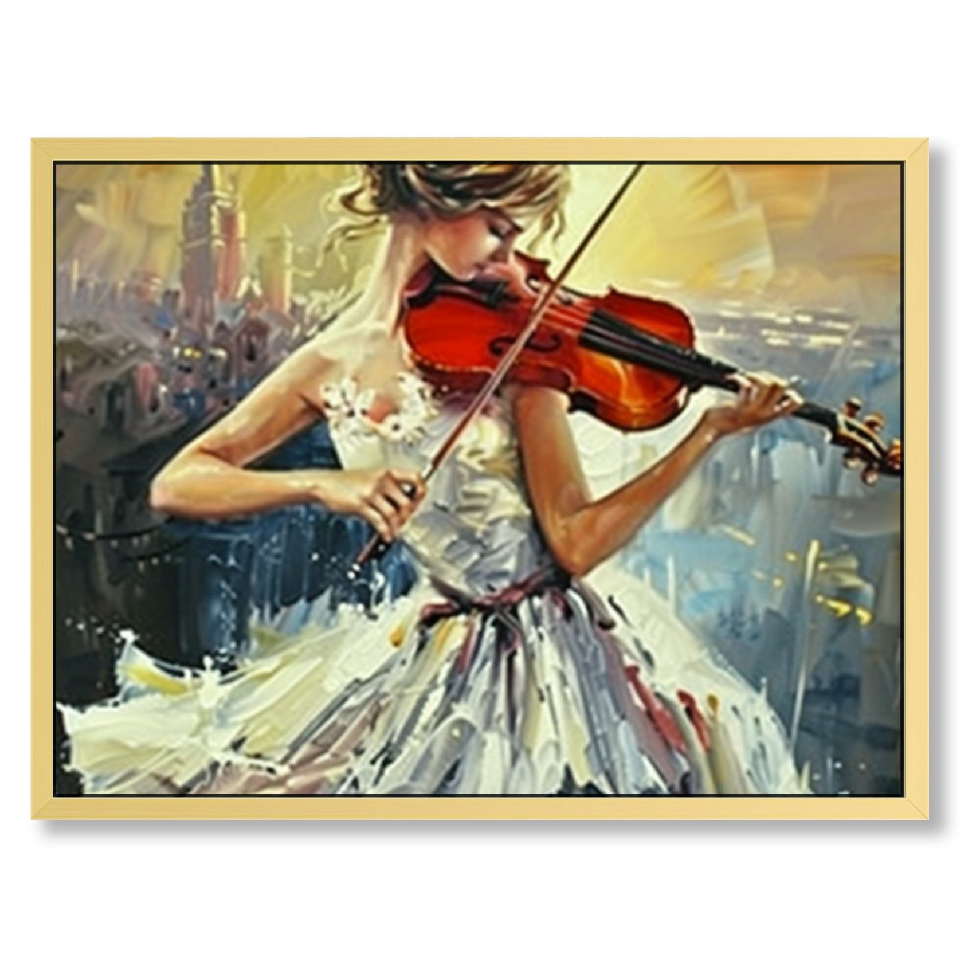 Abstract Canvas Print Artwork Elegant Violin Girl Painting Wall Art ...