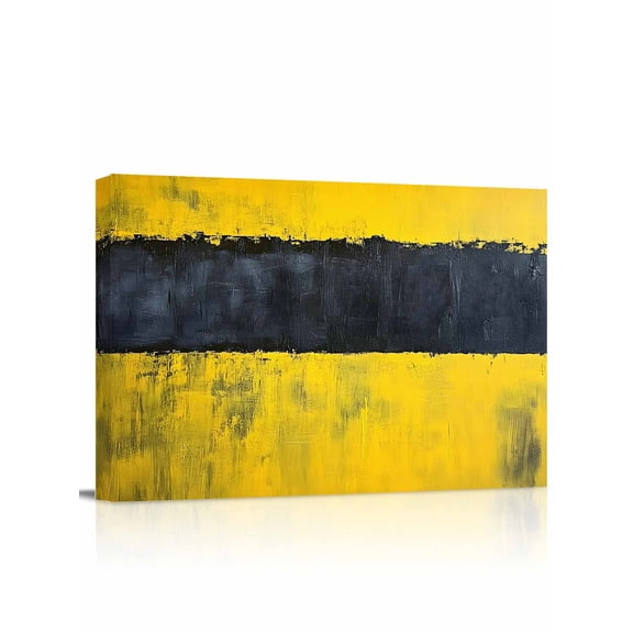 Abstract Canvas Print Wall Art Yellow Black Framed Canvas Art Wall Decor Impressionist Style Pictures Painting Morden Artwork for Living Room Bedroom, Ready to Hang - 12"x16"