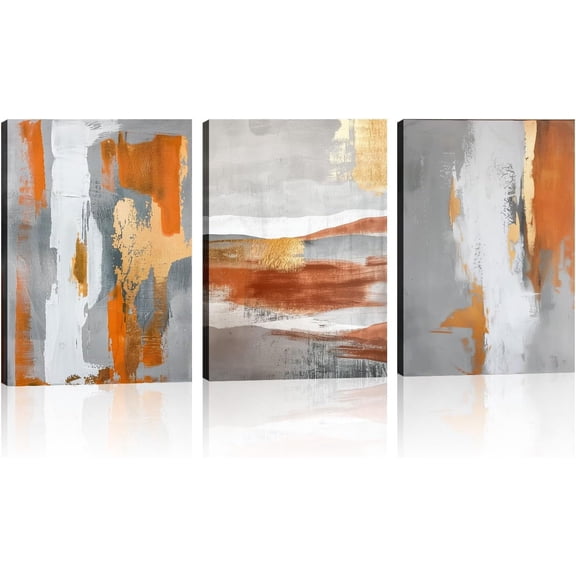 Abstract Canvas Wall Art 3 Piece Coloful Picture Beach Texture Painting Abstract Prints Contemporary Artwork for Living Room Bedroom Modern Home Decor Framed(Art-3,12.00"x16.00"x3P)