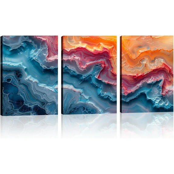 Abstract Canvas Wall Art 3 Piece Orange and Gray Picture Texture Painting Abstract Prints Modern Artwork for Living Room Bedroom Home Office Decor(only canvas)