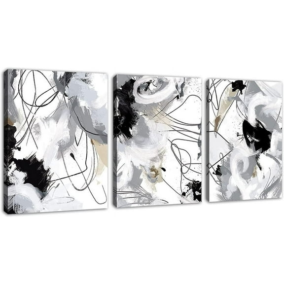 Abstract Canvas Wall Art for Bedroom Bathroom Living Room Wall Decor Black White Grey Modern Abstract Canvas Pictures Abstract Prints Artwork Home Office Wall Decoration（Only canvas）