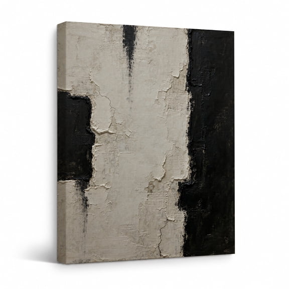 Abstract Canvas Wall Art, Black and Beige Textured Painting, Minimalist Modern Neutral Wall Decor for Living Room Bedroom Office 18"*24"