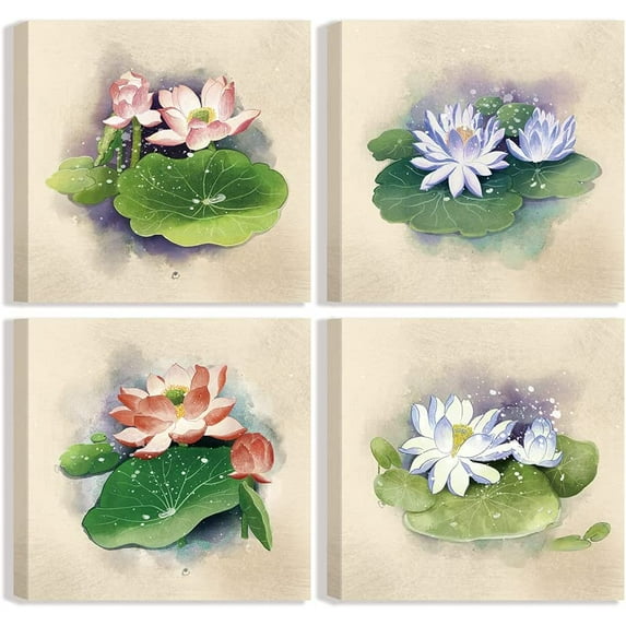 Abstract Canvas Wall Art Black and White Gold Marble Painting Pictures 4 Pieces Mountain Framed Artwork for Living Room Bedroom Home Décor 12"x12" …