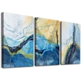 thumbnail image 1 of Abstract Canvas Wall Art For Living Room Bedroom Canvas Prints Artwork Bathroom Wall Decor Ink Lines Blue Painting 12" X 16" 3 Pieces Modern Dormitory Wall Pictures Ready To Hang Office Decorations, 1 of 6