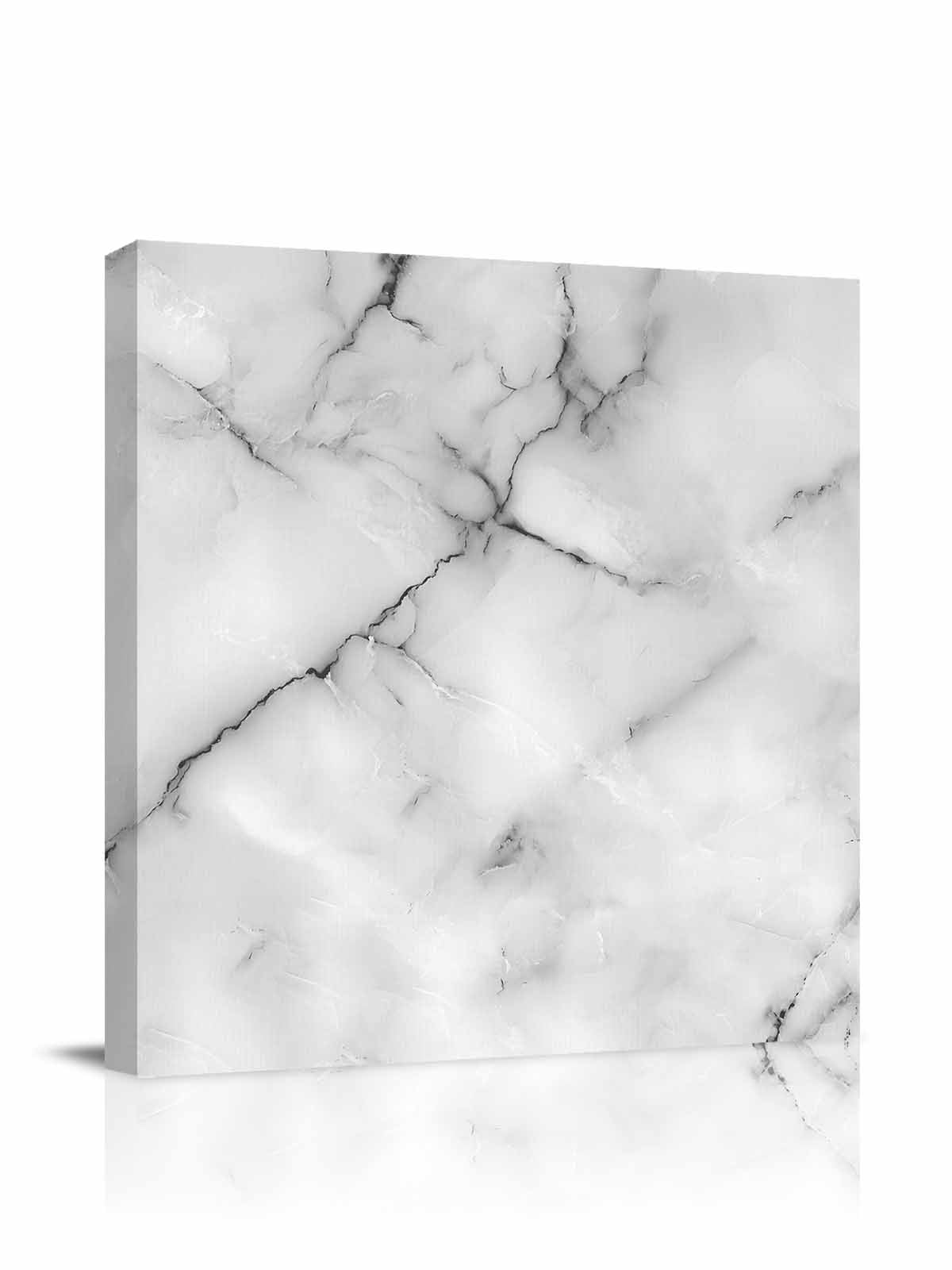 Abstract Canvas Wall Art, Grey Marble Texture Black Crack Lines Modern ...