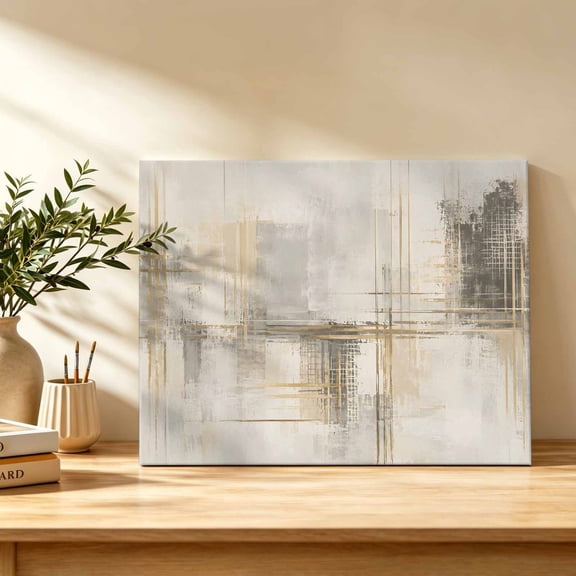 Abstract Canvas Wall Art, Industrial Gold Black Scratches Textured Blocks Wall Art Prints Artwork Framed Canvas Ready to Hang Art Pictures for Bathroom Bedroom Entry Desk Corner 10" x 8"