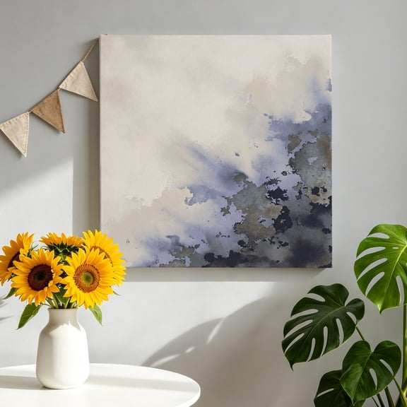 Abstract Canvas Wall Art, Ink Painting Mottled Gradient Purple Gray Color Framed Canvas Wall Decor Picture Print Artwork Decorations for Living Room Office Ready to Hang 8" x 8"