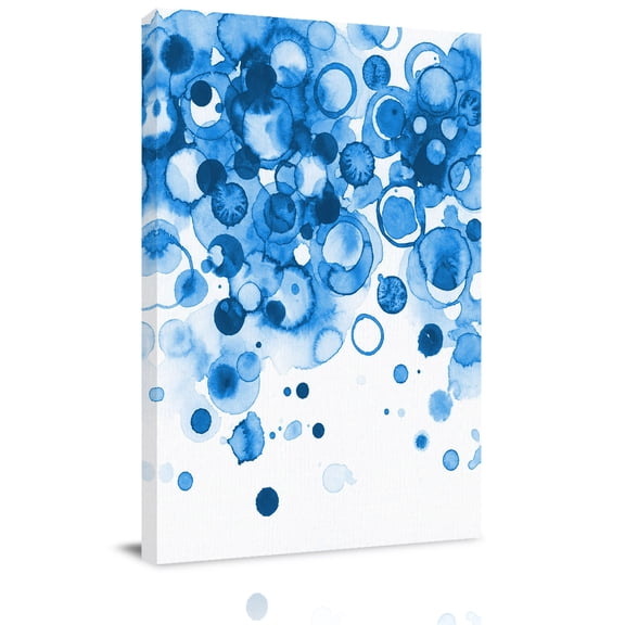 Abstract Canvas Wall Art for Living Room, Blue Gradient Watercolors Ink Points Minimalist Style Wall Decor Framed Artwork Pictures Ready to Hang for Bedroom Office Home Decor