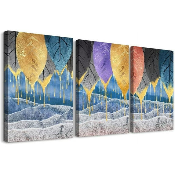 Abstract Canvas Wall Art For Living Room Boho Wall Decor For Bedroom Fashion Wall Decorations For Office Room Wall Paintings Ink Abstract Leaf Wall Pictures Artwork Bathroom Home Decoration 3 Piece