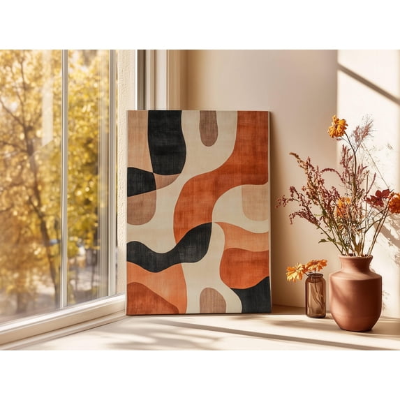Abstract Canvas Wall Art, Minimalist Earth Tone Print, Organic Modern ...