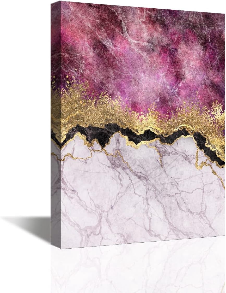 Abstract Canvas Wall Art, Pink Gold Marble Wall Art Paintings for ...