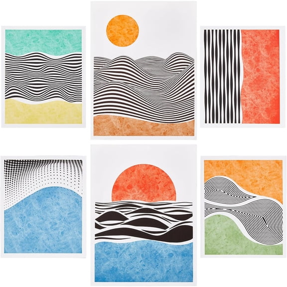 Abstract Canvas Wall Art Prints Artistic Mountainscape Wall Decor Unframed Colorful Minimalist Poster Office Wall Art Line Decor Preppy Room Decor Aesthetic for Bathroom Living Room Bedroom DIY Sun