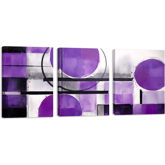 Abstract Canvas Wall Art, Red and White Geometric on Black Background Posters Prints Modern Abstract Minimalist Paintings Pictures for Study Hallway Decor Set of 3(Artwork-02, 12"x16"x3P)