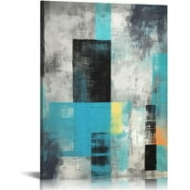 Abstract Canvas Wall Art Turquoise Decor for Bedroom Bathroom,Teal Grey Picture Print Painting Artwork for Living Room,Kitchen,Stretched and Framed