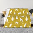 Abstract Cartoon Cat Yellow Throw Blanket for Couch, Soft Fuzzy Comfy