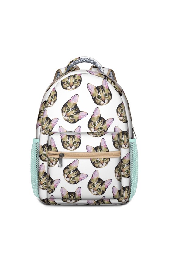 Abstract Cat Art Ergonomic Backpack - Durable School Bag with Adjustable S-Shaped Straps