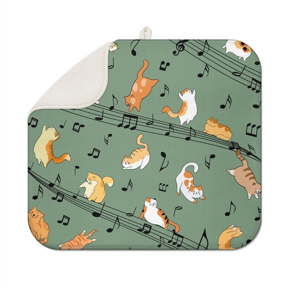 Abstract Cat Art Kitchen Mat Absorbent Foldable Drying Pad
