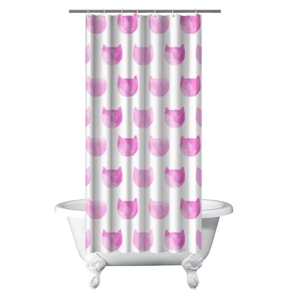 Abstract Cat Art Shower Curtain, Minimalist Cat Design Waterproof Bath Curtain, Fade-Resistant Polyester, 36x72 Inch
