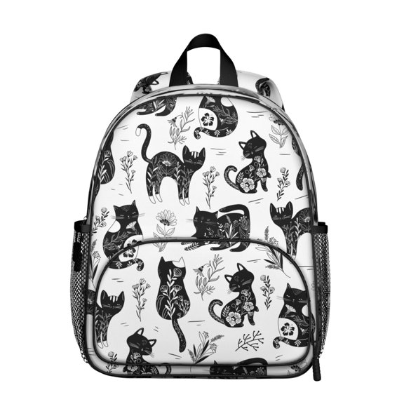 Abstract Cat Art Student Backpack – Vintage Cat Illustration With Cute Watercolor Cat And Floral Cat Design