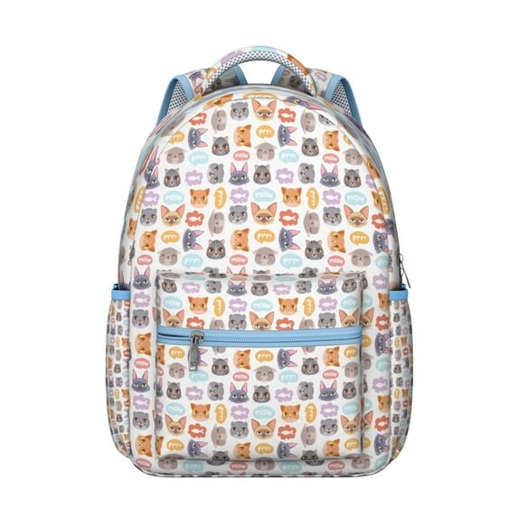 Abstract Cat Art Student School Backpack with Minimalist Cat Design and Cats and Flowers Print Artistic Watercolor Pattern Book Bag