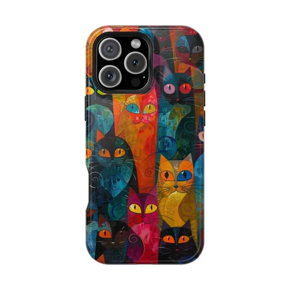 Abstract Cat Art Vibrant Expressionist Design Case 17 11 12 13 14 15 17 Pro Max